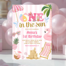 convite de praia Pink Stripe ONE ao sol