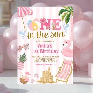 convite de praia Pink Stripe ONE ao sol