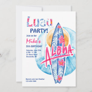 Convite de Prancha de Surf Aloha