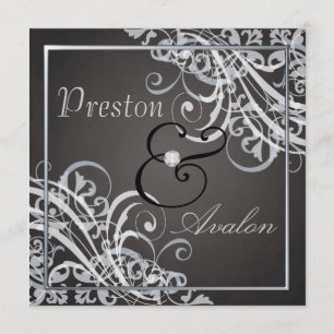 Convite de prata barroco requintado do preto do