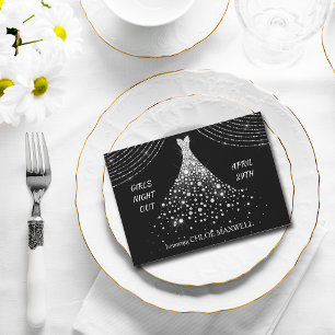 Convite de prata da festa de solteira do vestido
