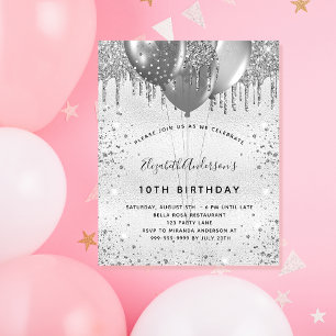Convite de prata de aniversário de orçamento