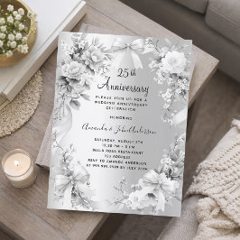 convite de prata do aniversário de 25 do casamento