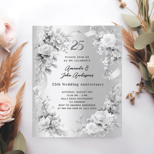 convite de prata do aniversário de 25 do casamento