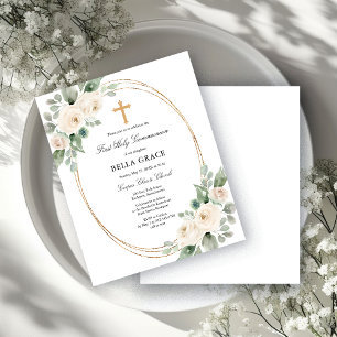Convite de Primeira Comunhão Floral Branco Orçamen