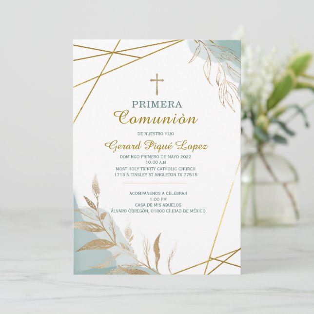 convite de primeira comunhão imprimível convite (Em pé/Frente)