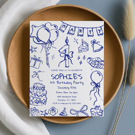 Convite de primeiro aniversario Azul, Aniversário