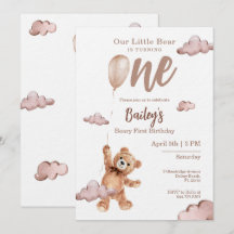 Convite de Primeiro Aniversário Beary