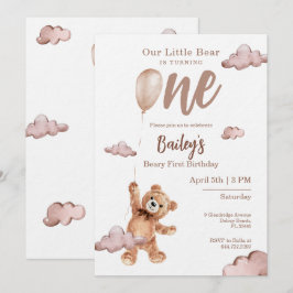 Convite de Primeiro Aniversário Beary