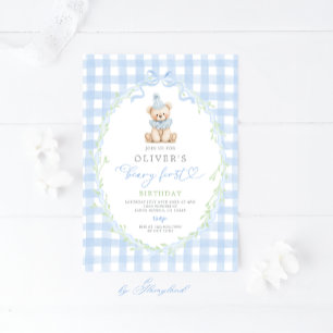 Convite de Primeiro Aniversário Beary Elegante