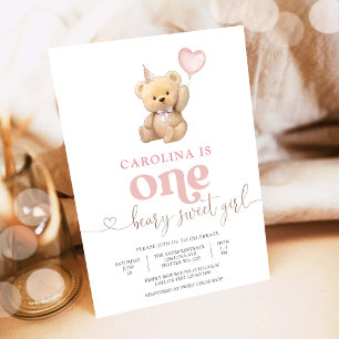 Convite de Primeiro Aniversário Beary Sweet