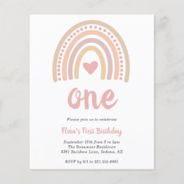 Convite de Primeiro Aniversário Boho Arco-Íris Orç