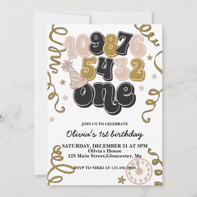 Convite de Primeiro Aniversário Contagem Regressiv (Frente)