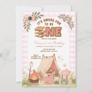 Convite de Primeiro Aniversário Cor-de-Rosa de Aca
