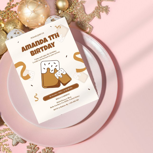 Convite de primeiro aniversario Cute Cookie Themed (Criador carregado)