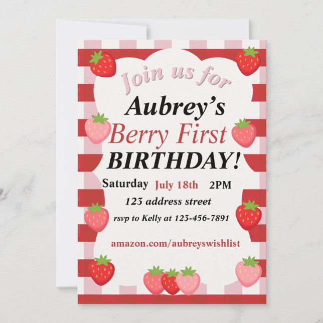 convite de primeiro aniversário da berry (Frente)