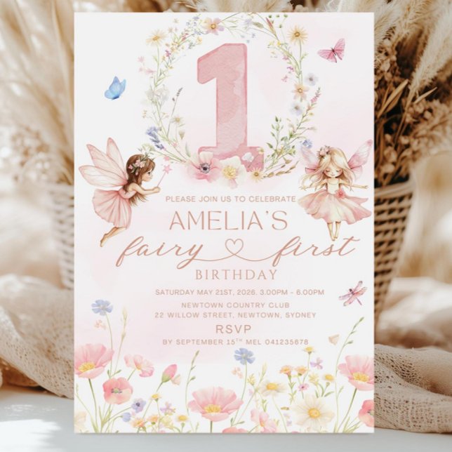 Convite de Primeiro Aniversário da Fada Menina, Fa (Criador carregado)
