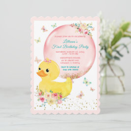 Convite de Primeiro Aniversário da MENINA PATO DE