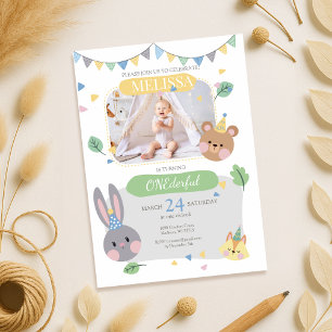 Convite de primeiro aniversario da Rapariga de Woo