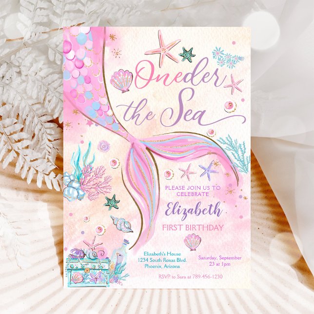 Convite de Primeiro Aniversário da Sereia (Criador carregado)