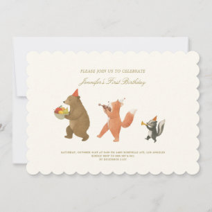 Convite de Primeiro Aniversário de Animais da Flor