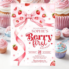 Convite de Primeiro Aniversário de Berry, Morango