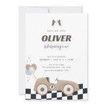Convite de Primeiro Aniversário de Carro de Corrid