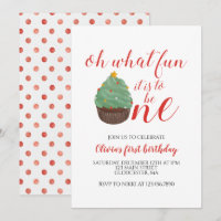 Convite de Primeiro Aniversário de Cupcake de Árvo