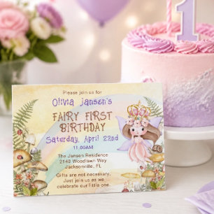 Convite de Primeiro Aniversário de Fada