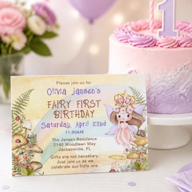 Convite de Primeiro Aniversário de Fada (Criador carregado)