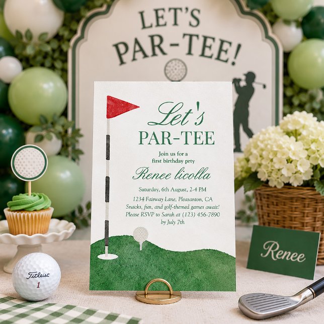 Convite de Primeiro Aniversário de Golfe Green Let (Criador carregado)