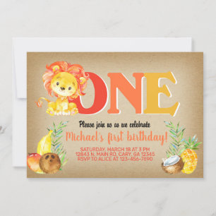 Convite de primeiro aniversario de leão, convite d