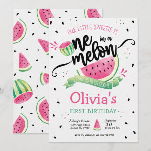 Convite de Primeiro Aniversário de Menina Um em um