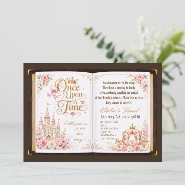 Convite de Primeiro Aniversário de Princesa de Con (Em pé/Frente)