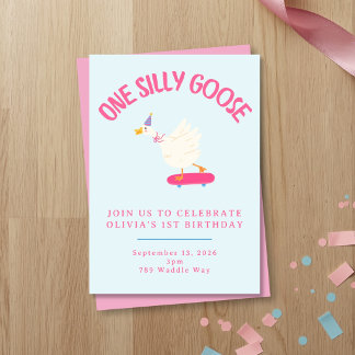 Convite de Primeiro Aniversário de Uma Menina Pato