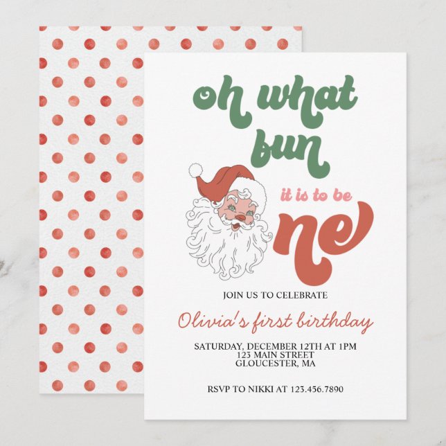 Convite de Primeiro Aniversário do Papai Noel do N (Frente/Verso)