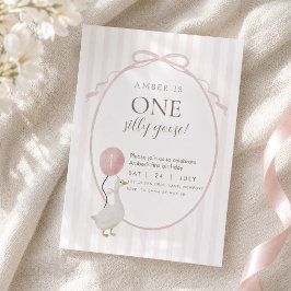 Convite de Primeiro Aniversário do Patinho Rosa Bo