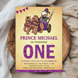 Convite de Primeiro Aniversário do Príncipe Roxo F
