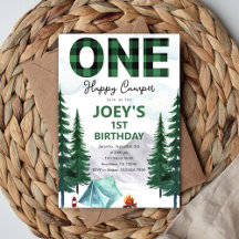 Convite de Primeiro Aniversário do Um Acampante Fe