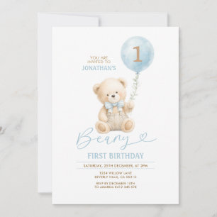 Convite de Primeiro Aniversário do Ursinho com Bal