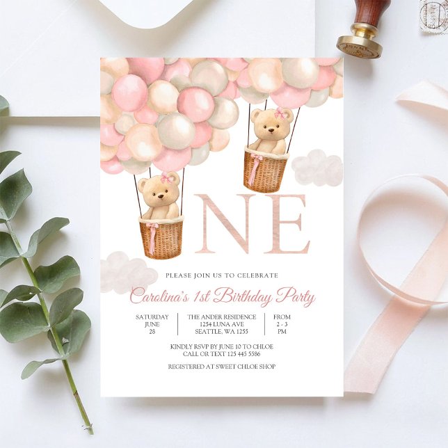 Convite de Primeiro Aniversário do Ursinho de Pelú (Criador carregado)