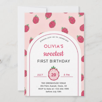 Convite de Primeiro Aniversário Doce Fruta do Drag
