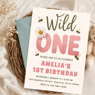 Convite de Primeiro Aniversário Floral