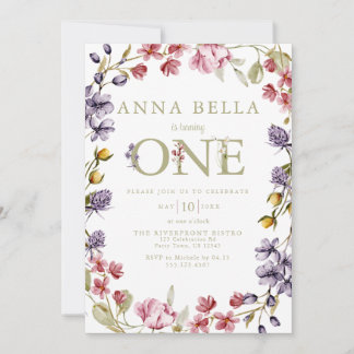 Convite de Primeiro Aniversário Floral