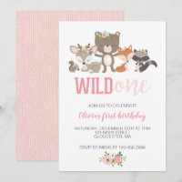 Convite de Primeiro Aniversário Floral Animais da