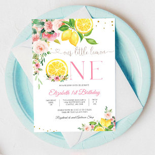 Convite de Primeiro Aniversário Floral de Limão