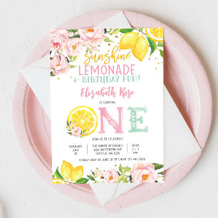 Convite de Primeiro Aniversário Floral de Limão