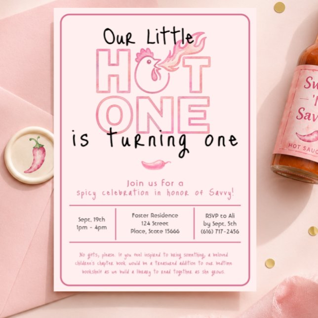 Convite de Primeiro Aniversário Little Hot One (Criador carregado)