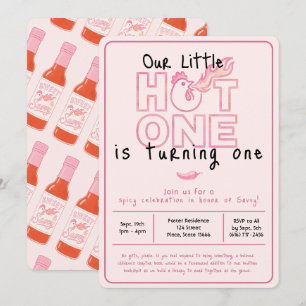 Convite de Primeiro Aniversário Little Hot One