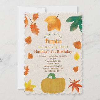 Convite de primeiro aniversário Little Pumpkin
